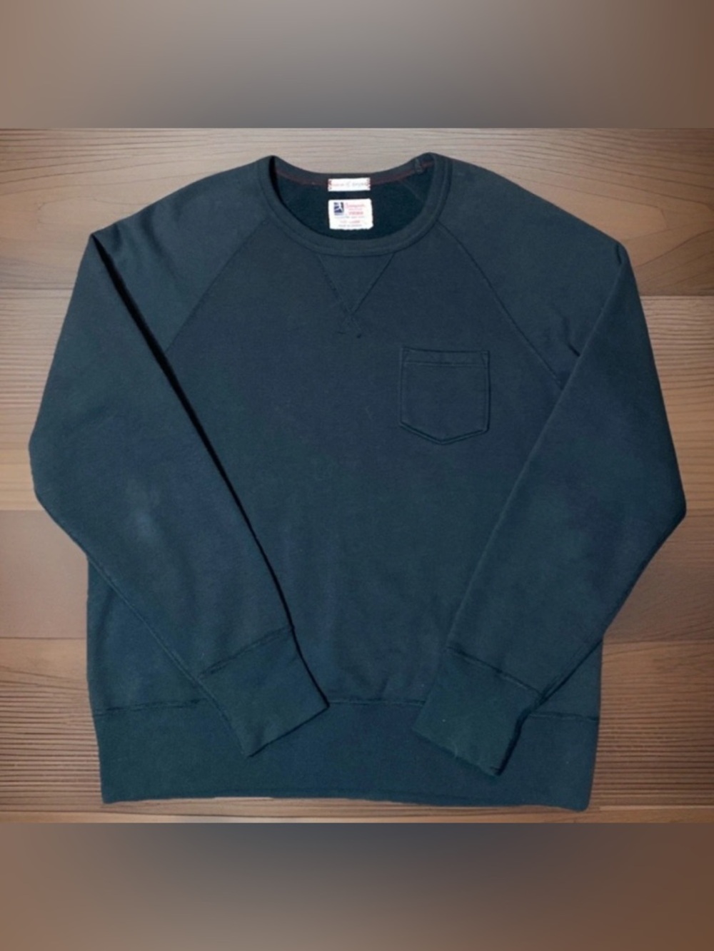 Todd Snyder X Champion Sweatshirt Mens Large Black Crewneck Running Man
